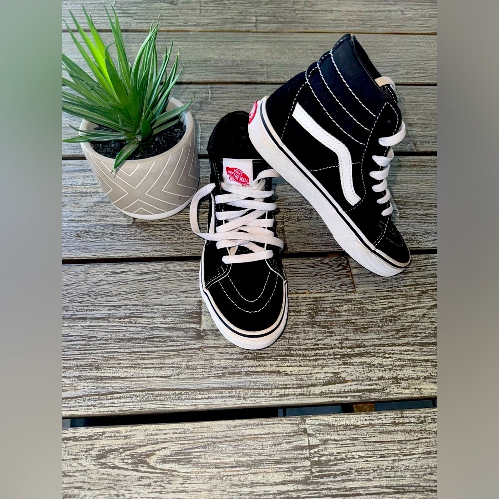 Vans Black and White Kids High-Top Sneakers